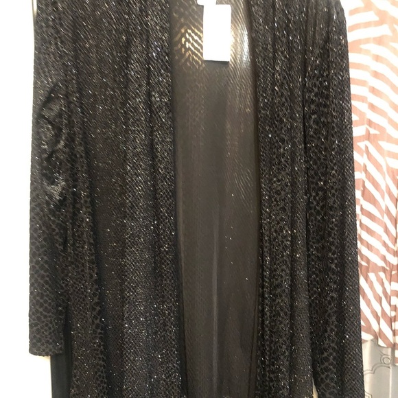 MSK size 1X black & silver sparkle jacket shawl collar lots of give NWT - Picture 6 of 8